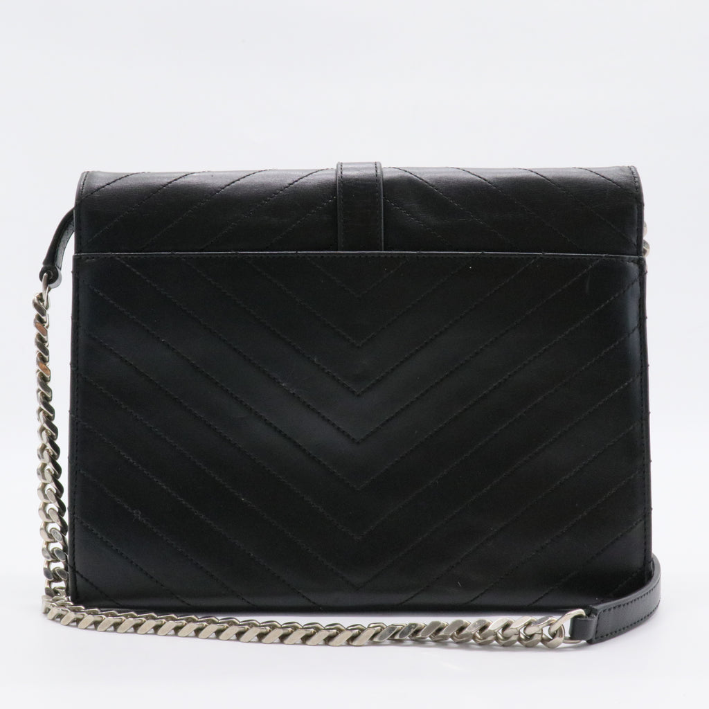 Classic Monogram Envelope Satchel Matelasse Chevron Leather Medium