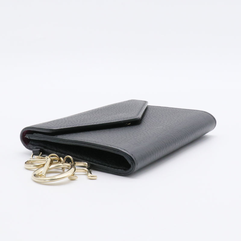 Black Leather Medium Diorissimo Envelope Wallet