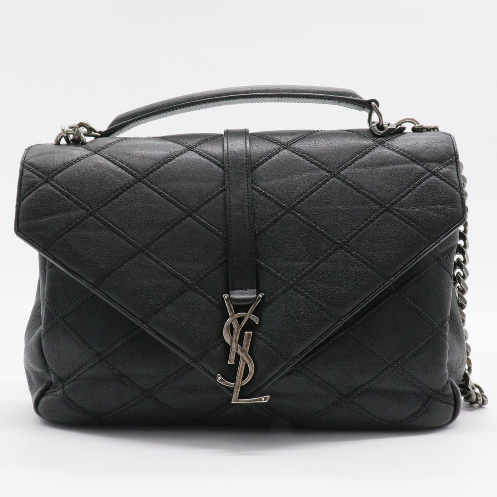 Classic Monogram College Bag Matelasse Chevron Leather Large