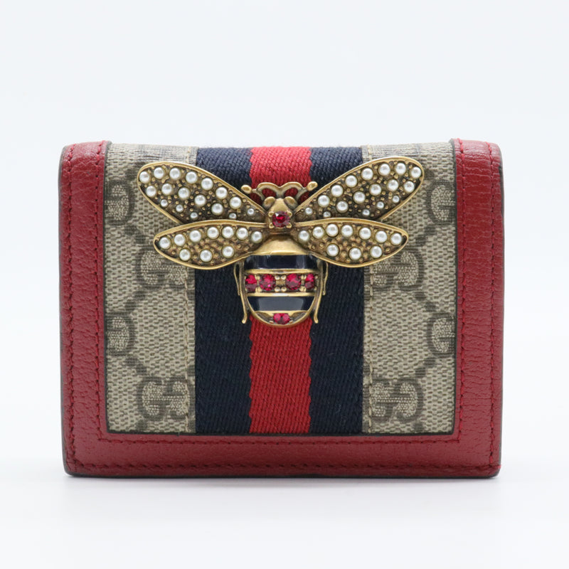 GG Supreme Canvas and Leather Queen Margaret Card Case