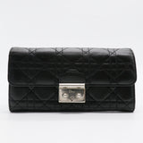 Lambskin Cannage Miss Dior Chain Wallet Black