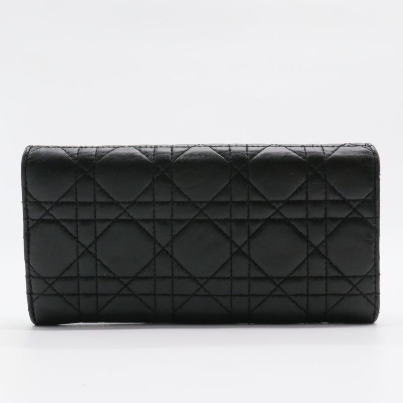 Lambskin Cannage Miss Dior Chain Wallet Black