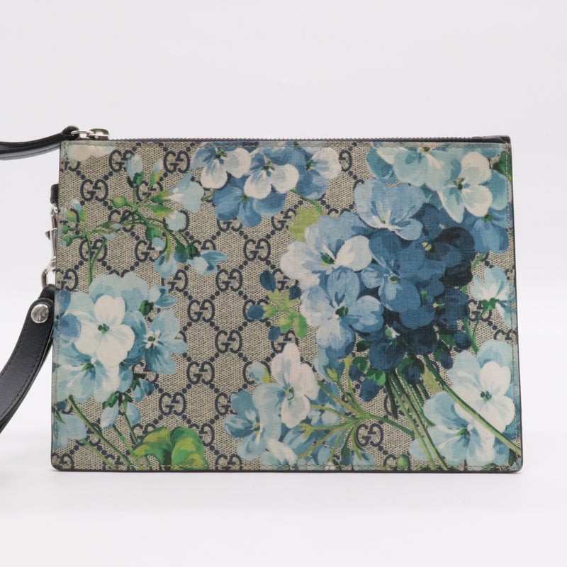 Wristlet Zip Pouch Blooms Print GG Coated Canvas Small