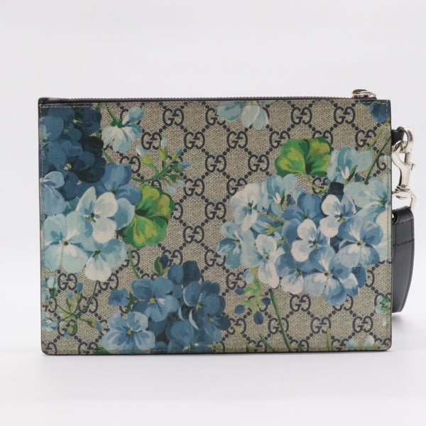 Wristlet Zip Pouch Blooms Print GG Coated Canvas Small