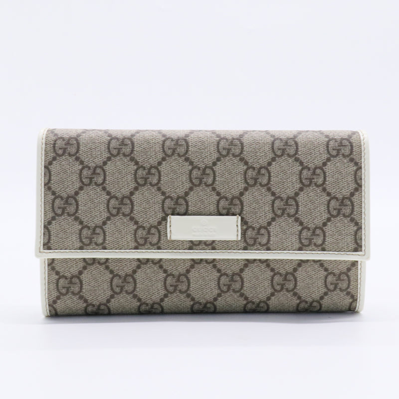 GG Plus Monogram Joy Continental Flap Wallet Beige Ebony Gesso