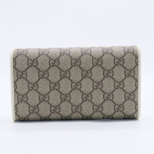 GG Plus Monogram Joy Continental Flap Wallet Beige Ebony Gesso