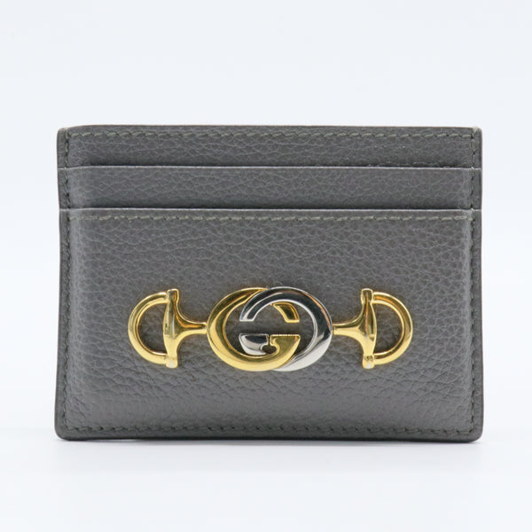 Grainy Calfskin Zumi Card Holder Dusty Grey