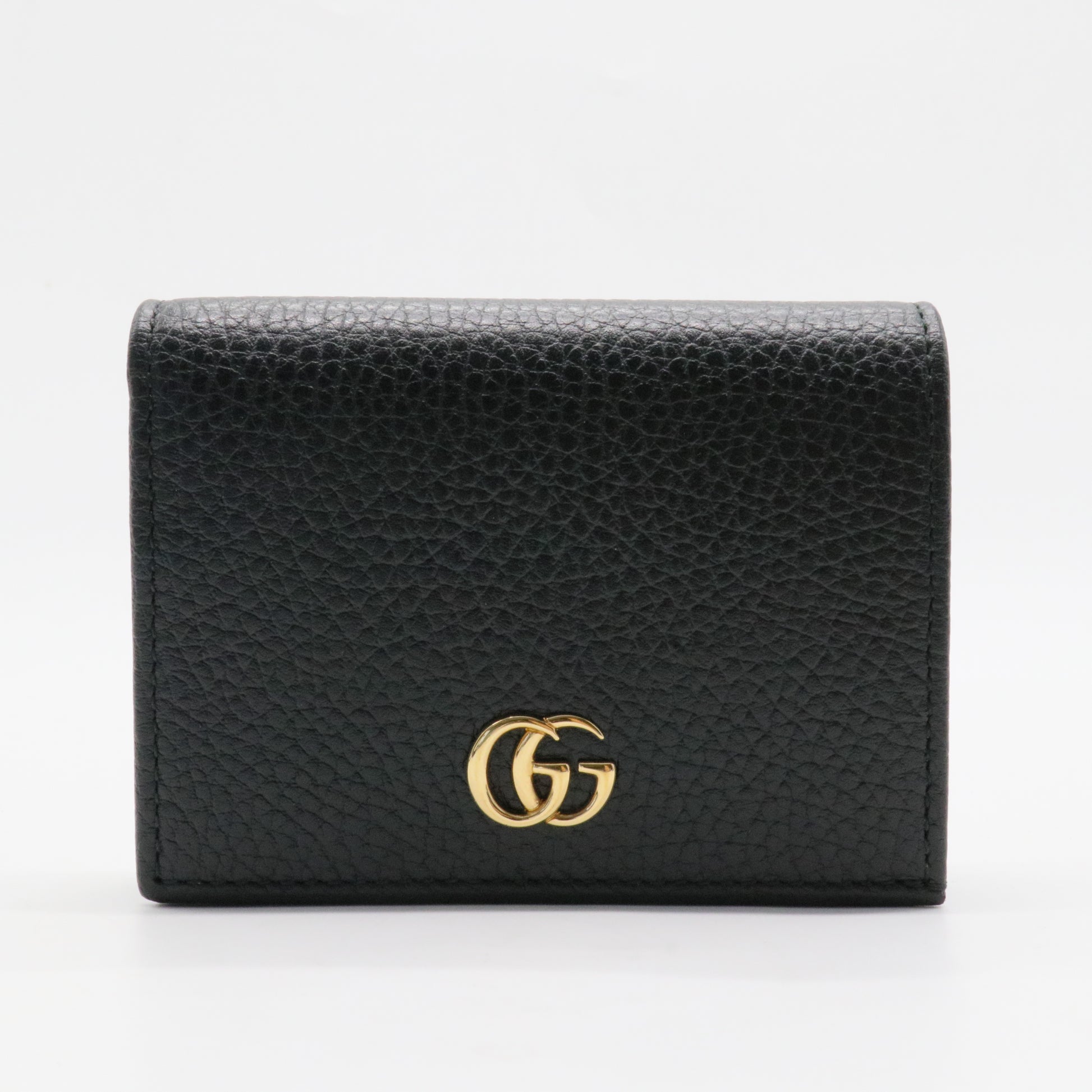 Pebbled Calfskin GG Marmont Card Case Black