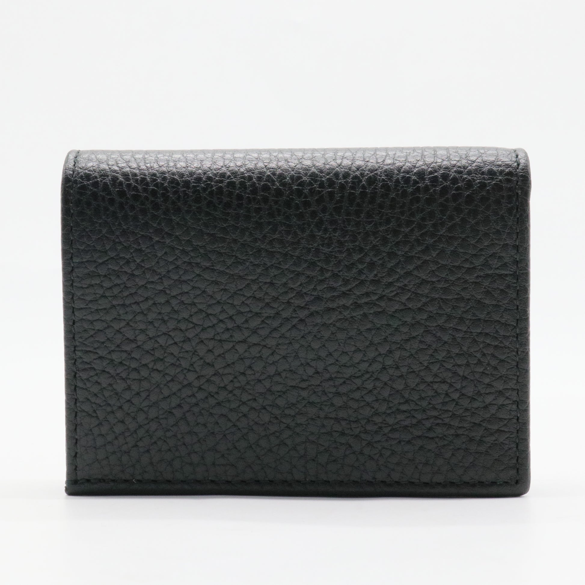 Pebbled Calfskin GG Marmont Card Case Black