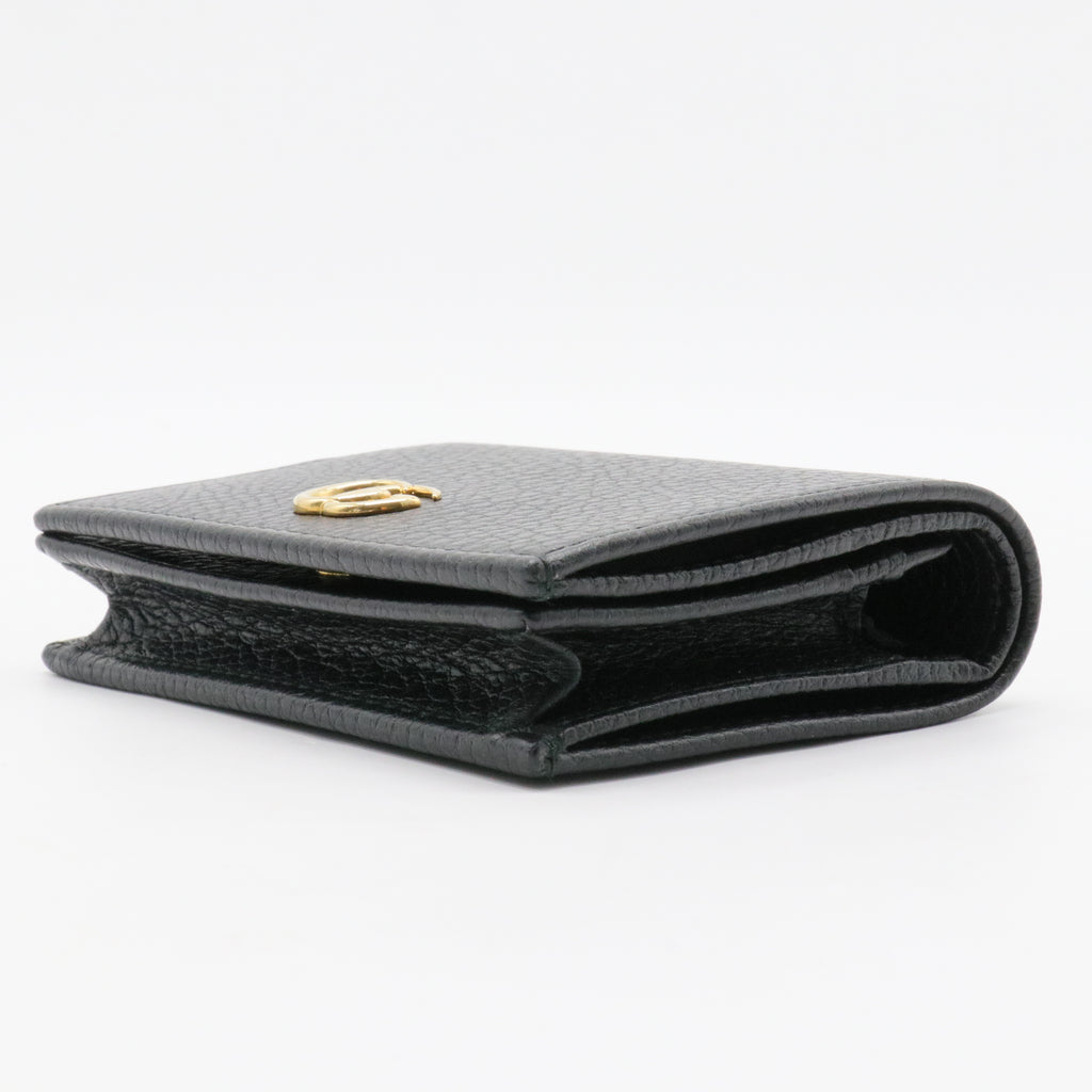 Pebbled Calfskin GG Marmont Card Case Black