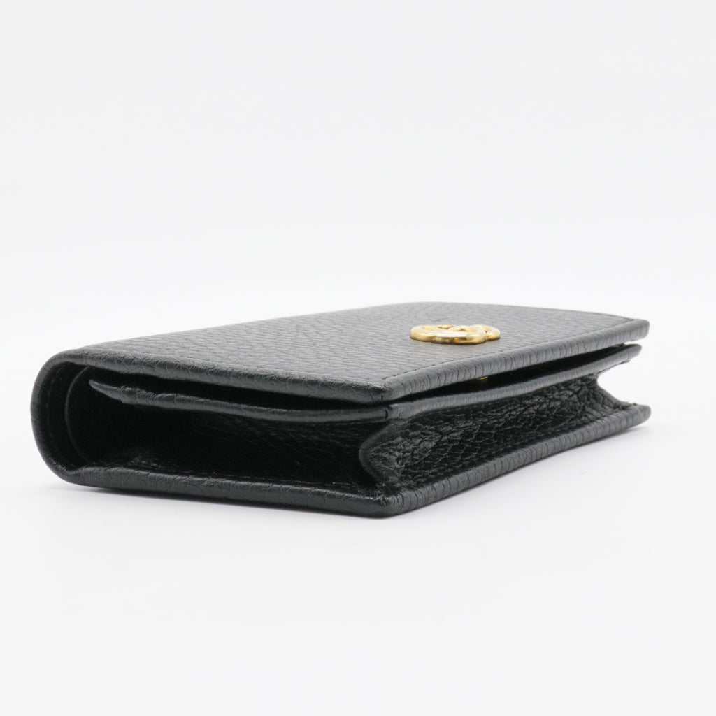 Pebbled Calfskin GG Marmont Card Case Black