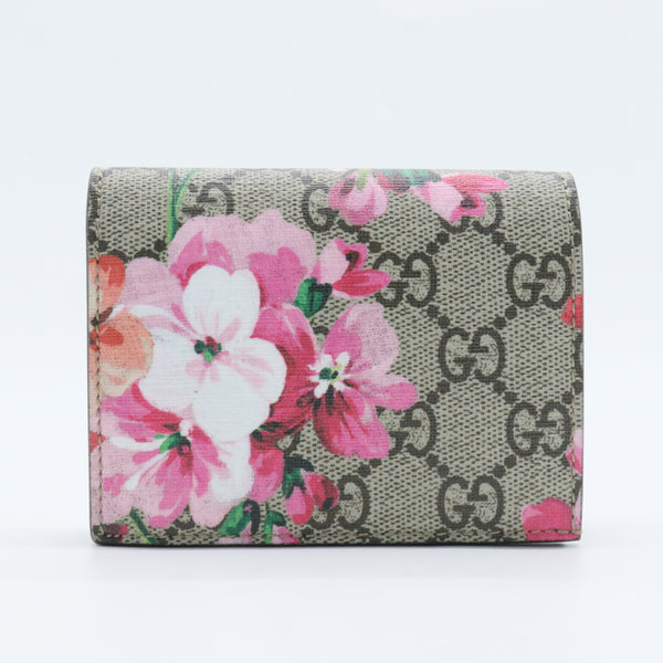 GG Supreme Monogram Blooms Card Case Beige Multicolor Dry Rose