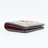 GG Supreme Monogram Bosco Patch Card Case Wallet Beige Malva Hibiscus Red