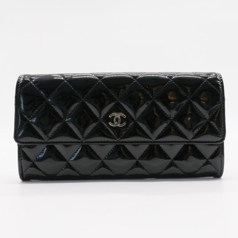 Patent Quilted Large Flap Wallet