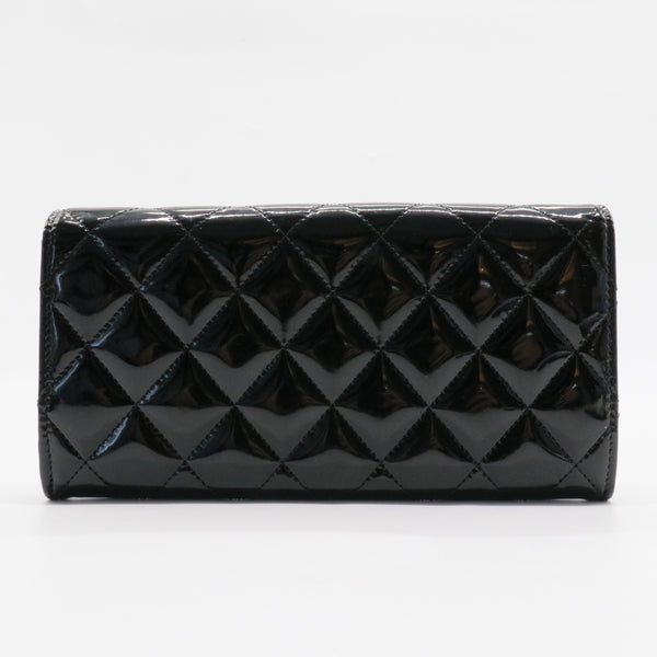 Patent Quilted Large Flap Wallet