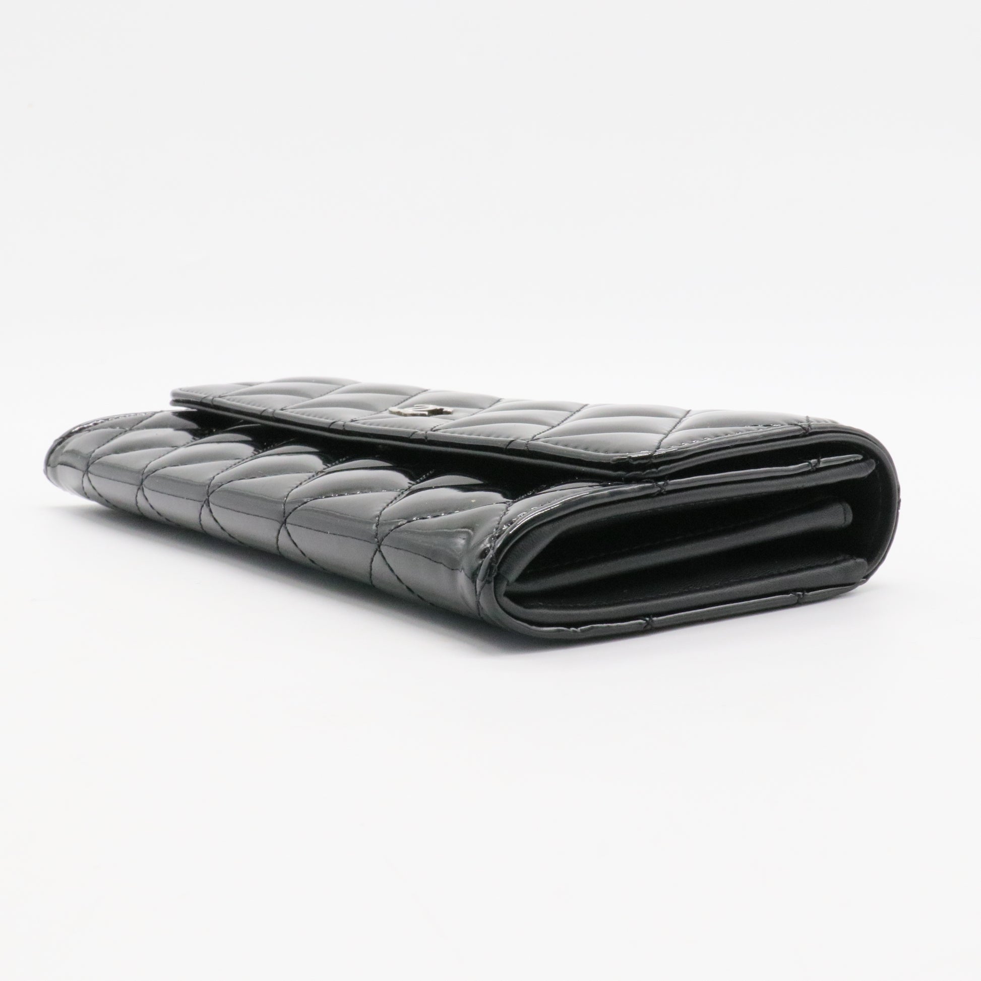 Patent Quilted Large Flap Wallet