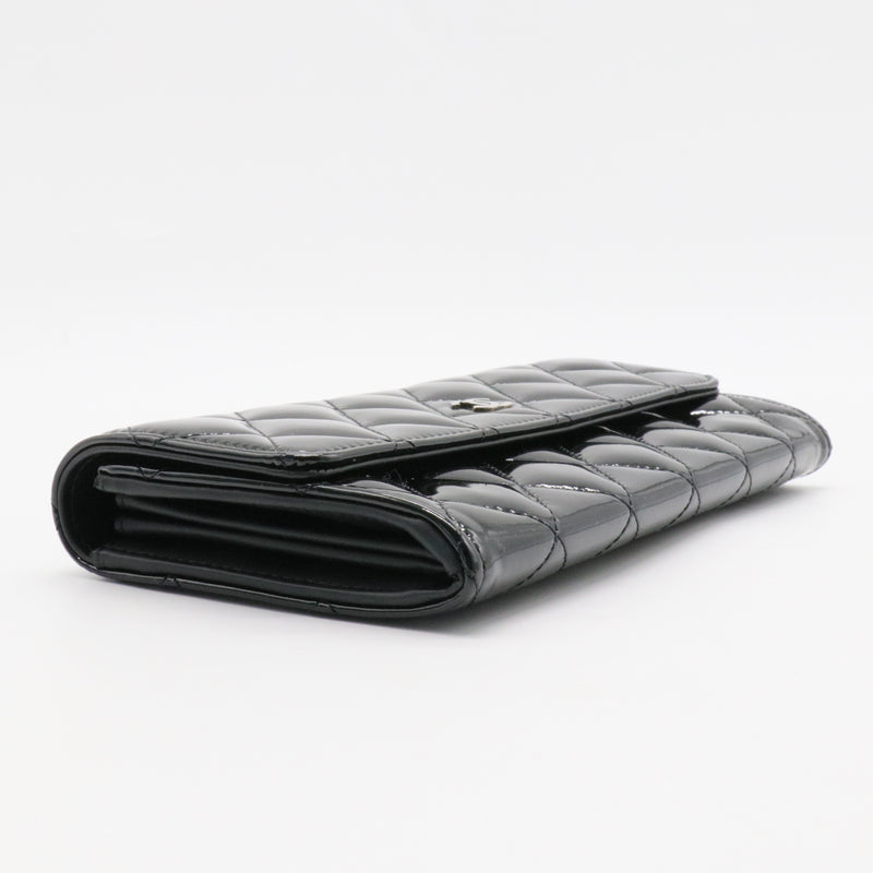 Patent Quilted Large Flap Wallet