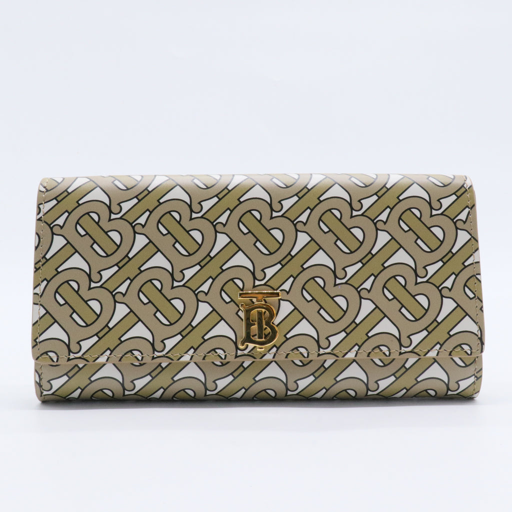 TB Double Flap Wallet Monogram Print Leather