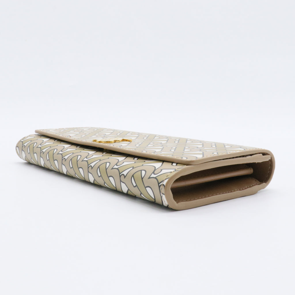 TB Double Flap Wallet Monogram Print Leather