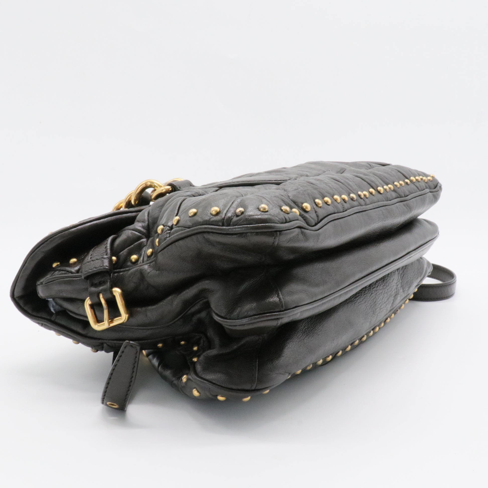 Nappa Quilted Studded Tote Bag Black