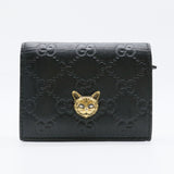 Animalier Flap Card Case Guccissima Leather