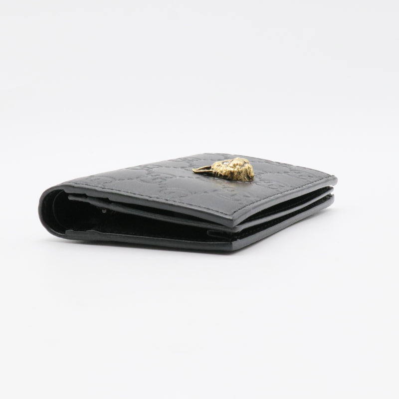 Animalier Flap Card Case Guccissima Leather