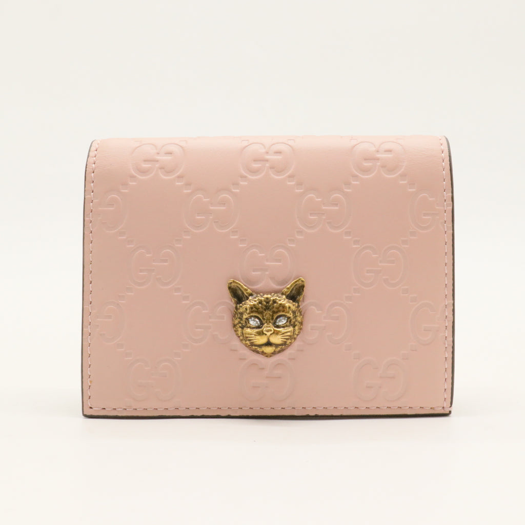 Animalier Flap Card Case Guccissima Leather