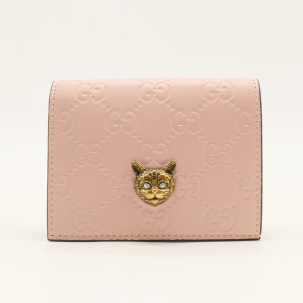 Animalier Flap Card Case Guccissima Leather