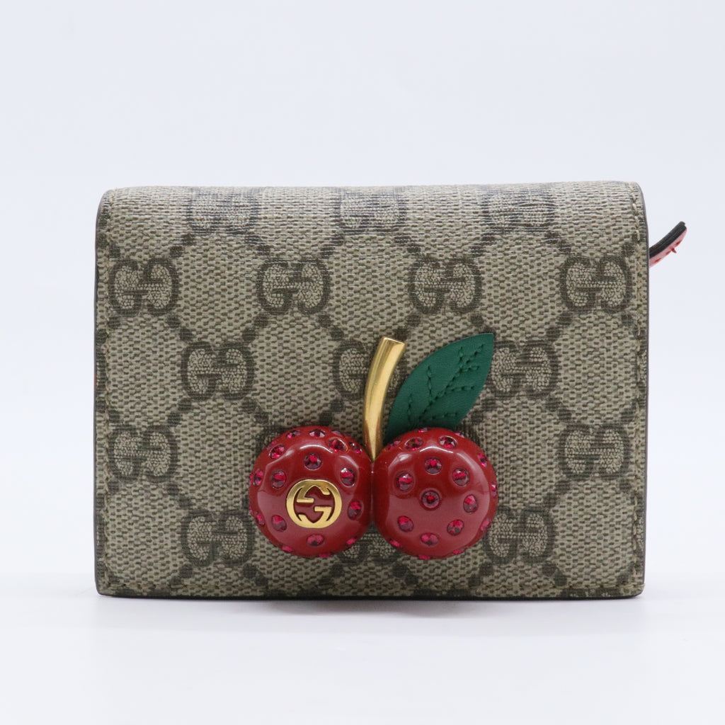 Cherries French Wallet GG Coated Canvas Compact