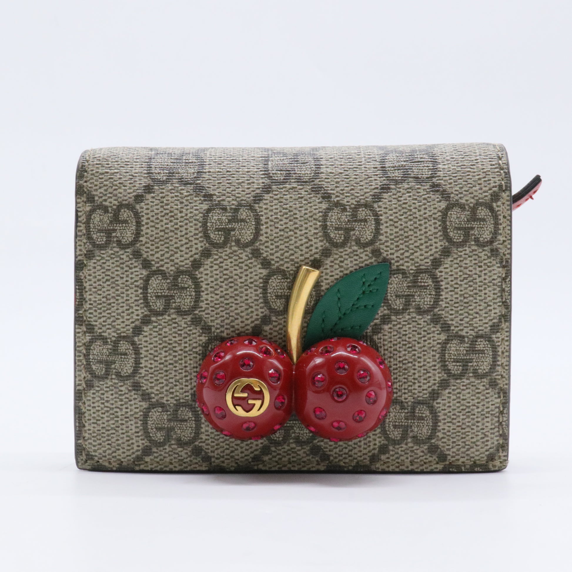 Cherries French Wallet GG Coated Canvas Compact