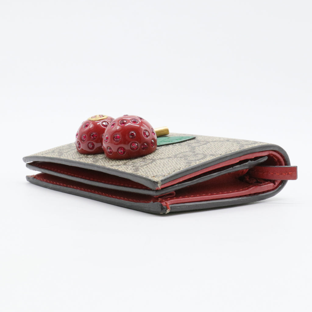 Cherries French Wallet GG Coated Canvas Compact