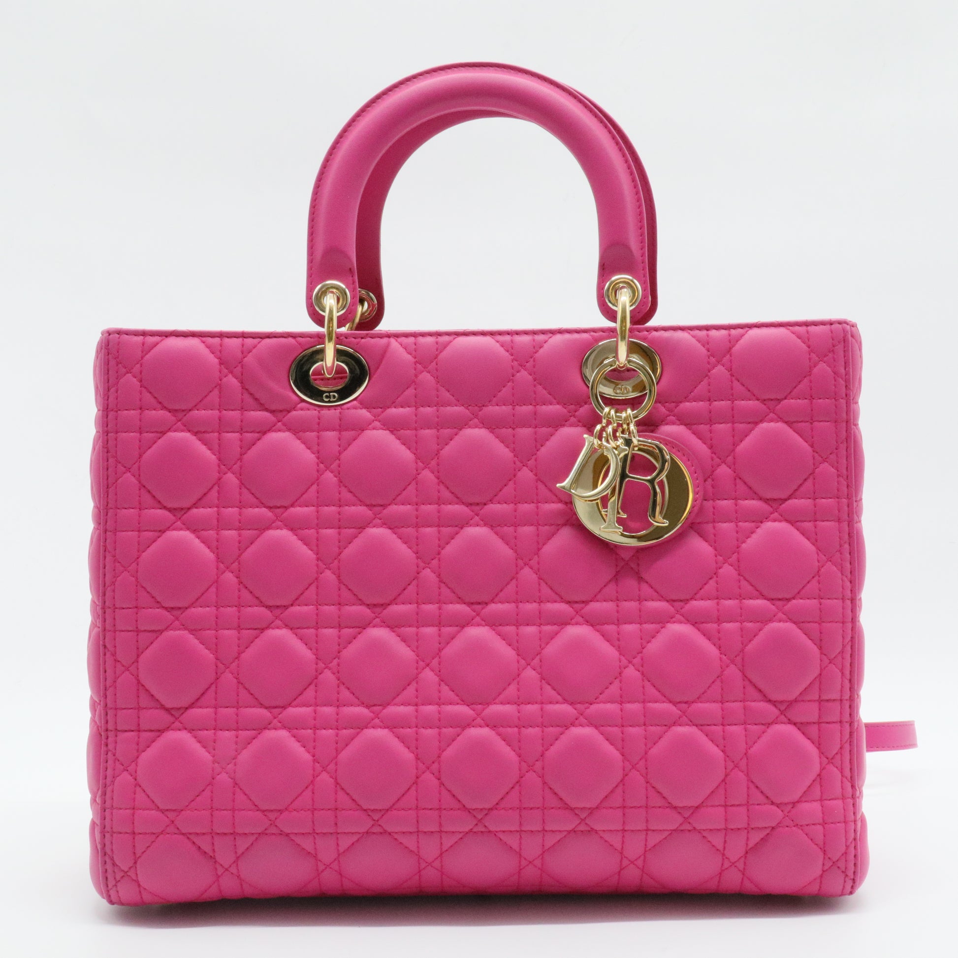 Lady Dior Handbag Cannage Quilt Lambskin Large