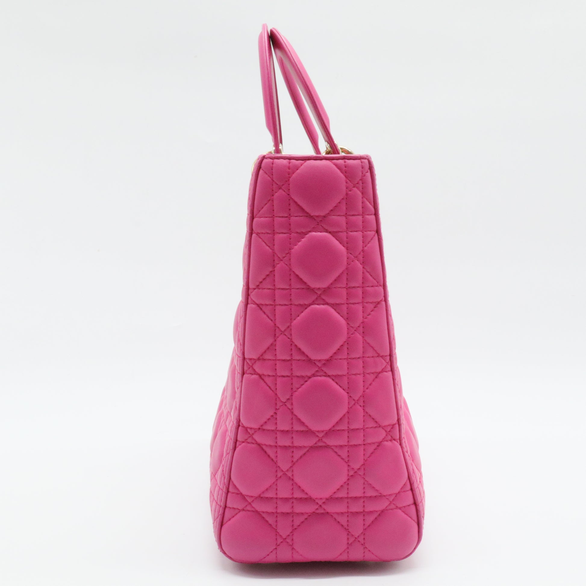 Lady Dior Handbag Cannage Quilt Lambskin Large