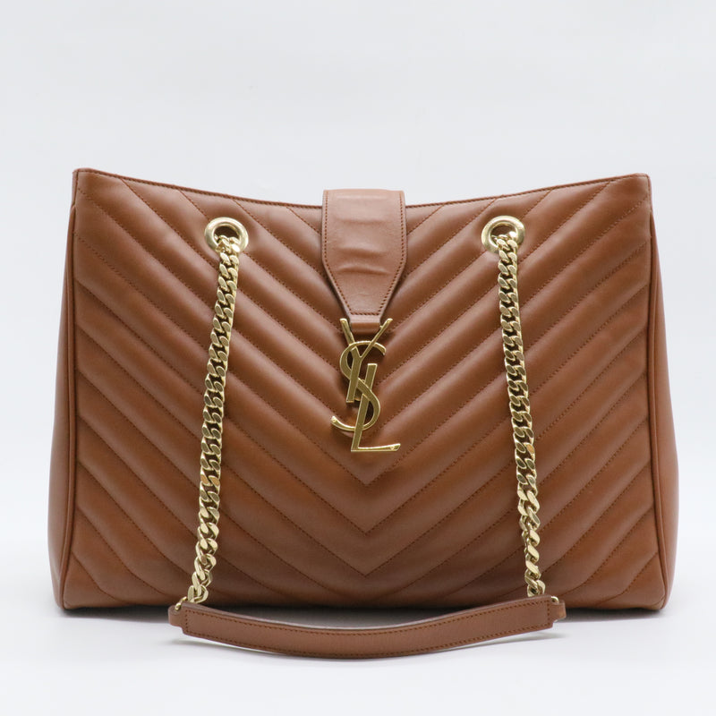 Classic Monogram Shopper Matelasse Chevron Leather Large