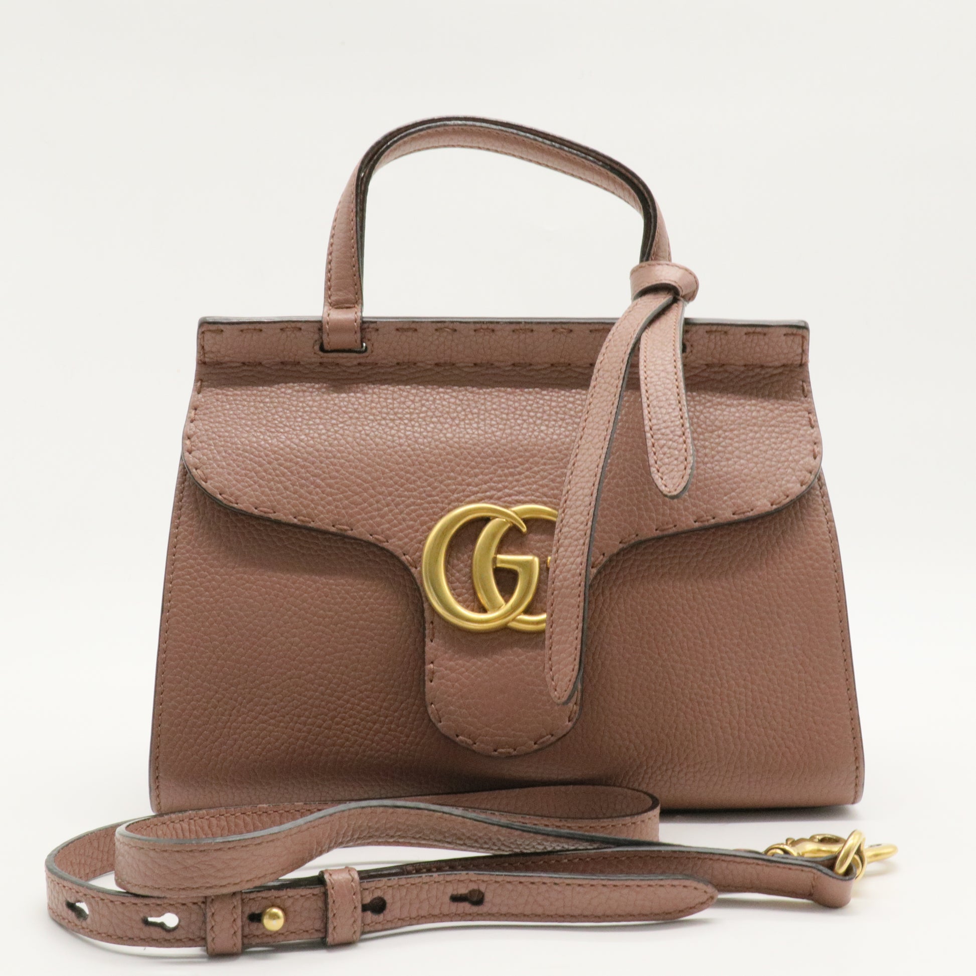 GG Marmont Top Handle Bag Leather Small