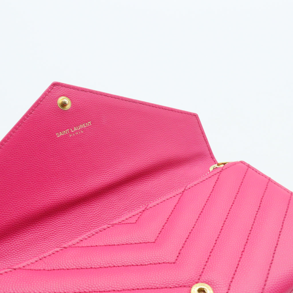 Classic Monogram Wallet on Chain Matelasse Chevron Leather Medium