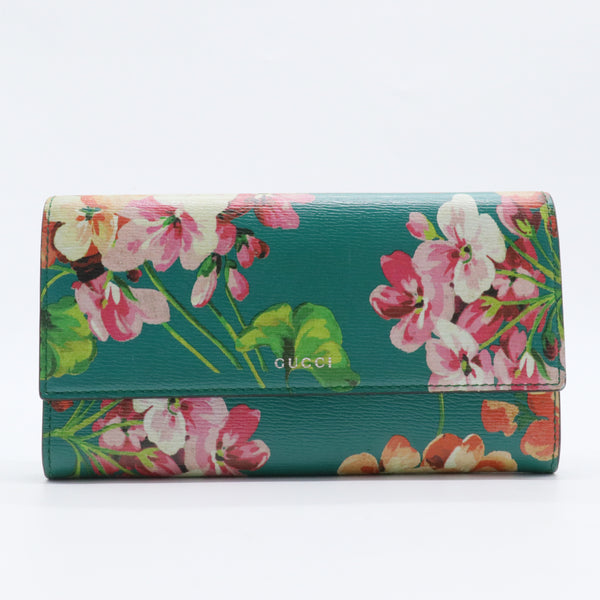 Continental Wallet Blooms Print Leather Long