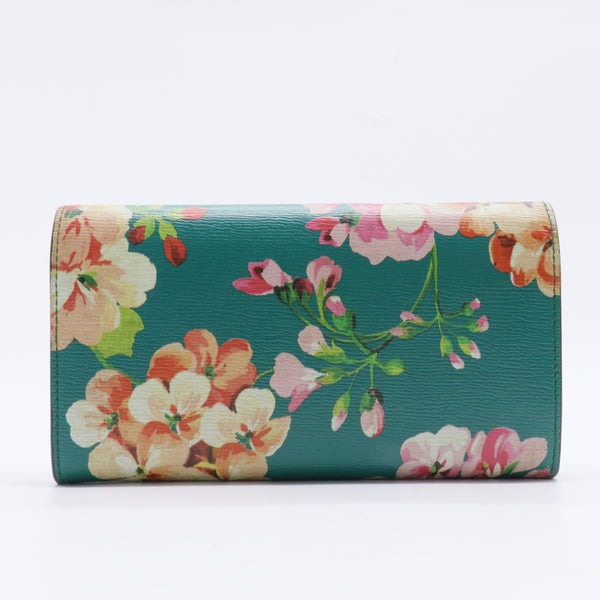 Continental Wallet Blooms Print Leather Long