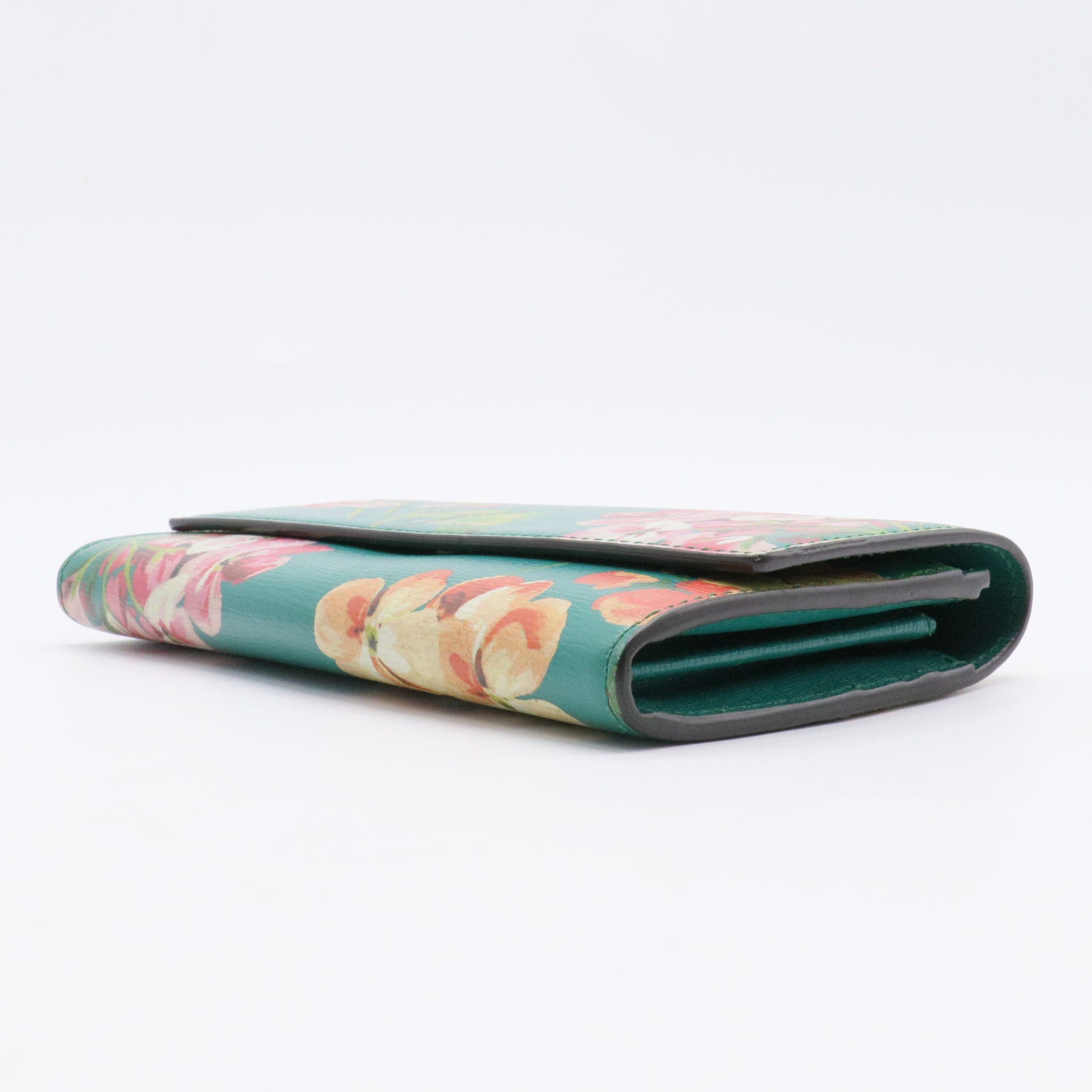 Continental Wallet Blooms Print Leather Long