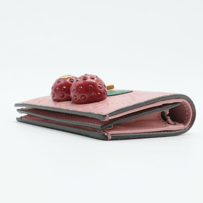 Cherries Flap Card Case Guccissima Leather