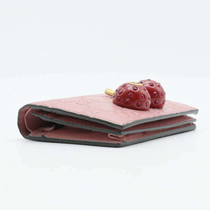 Cherries Flap Card Case Guccissima Leather