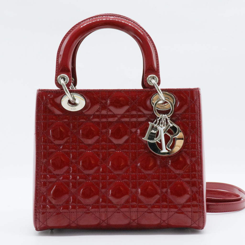 Lady Dior Bag Cannage Quilt Patent Medium