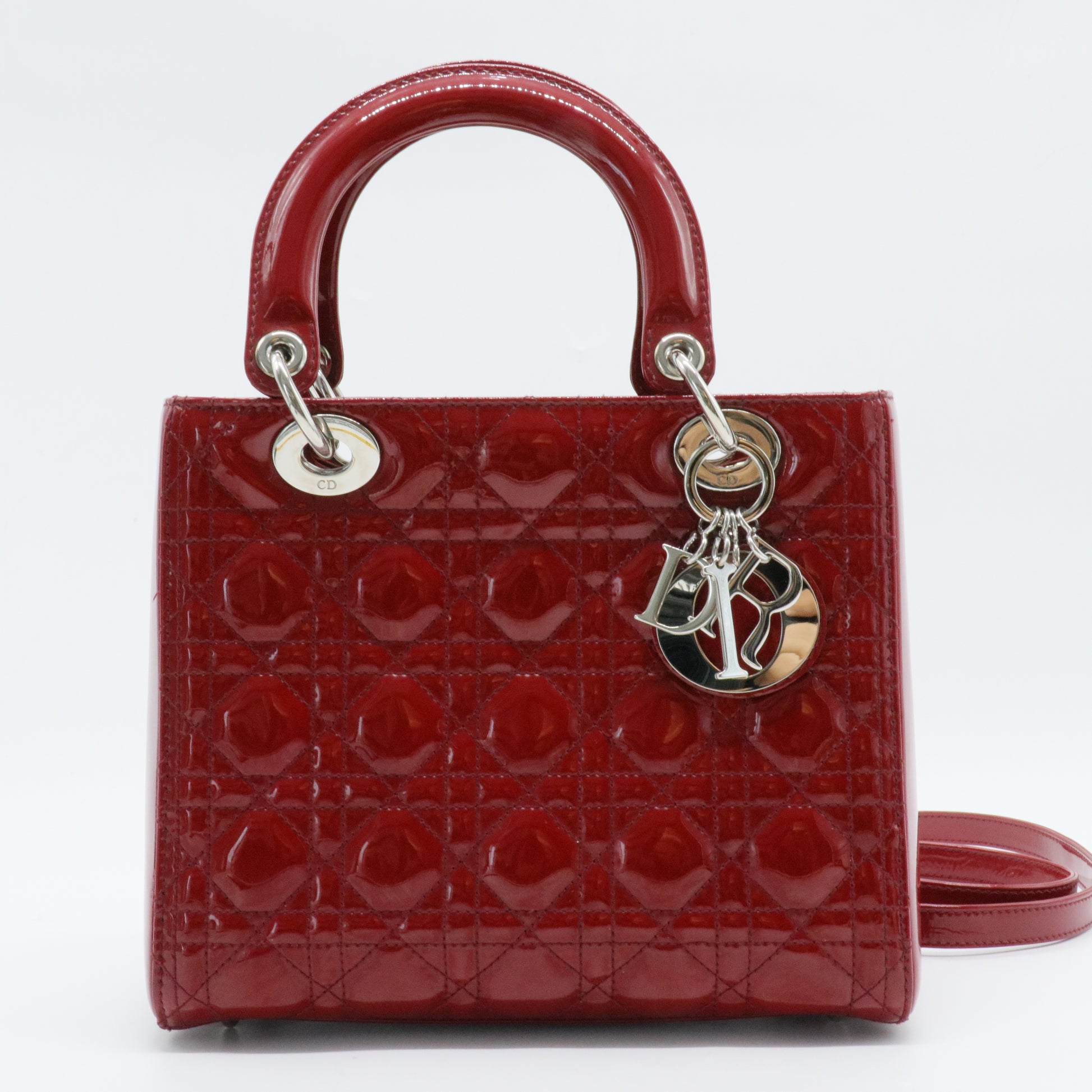Lady Dior Bag Cannage Quilt Patent Medium