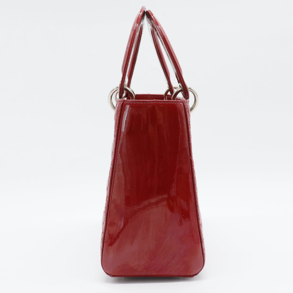 Lady Dior Bag Cannage Quilt Patent Medium