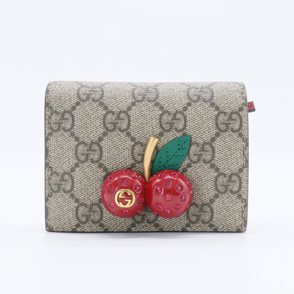 Cherries French Wallet GG Coated Canvas Compact