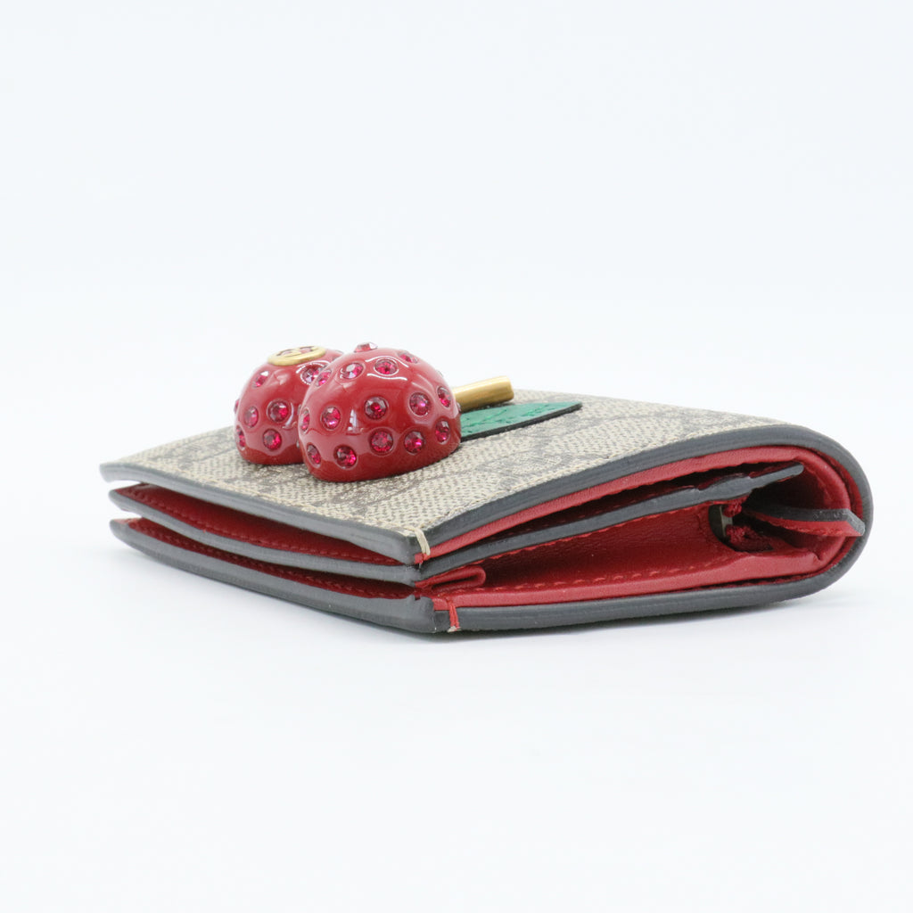 Cherries French Wallet GG Coated Canvas Compact