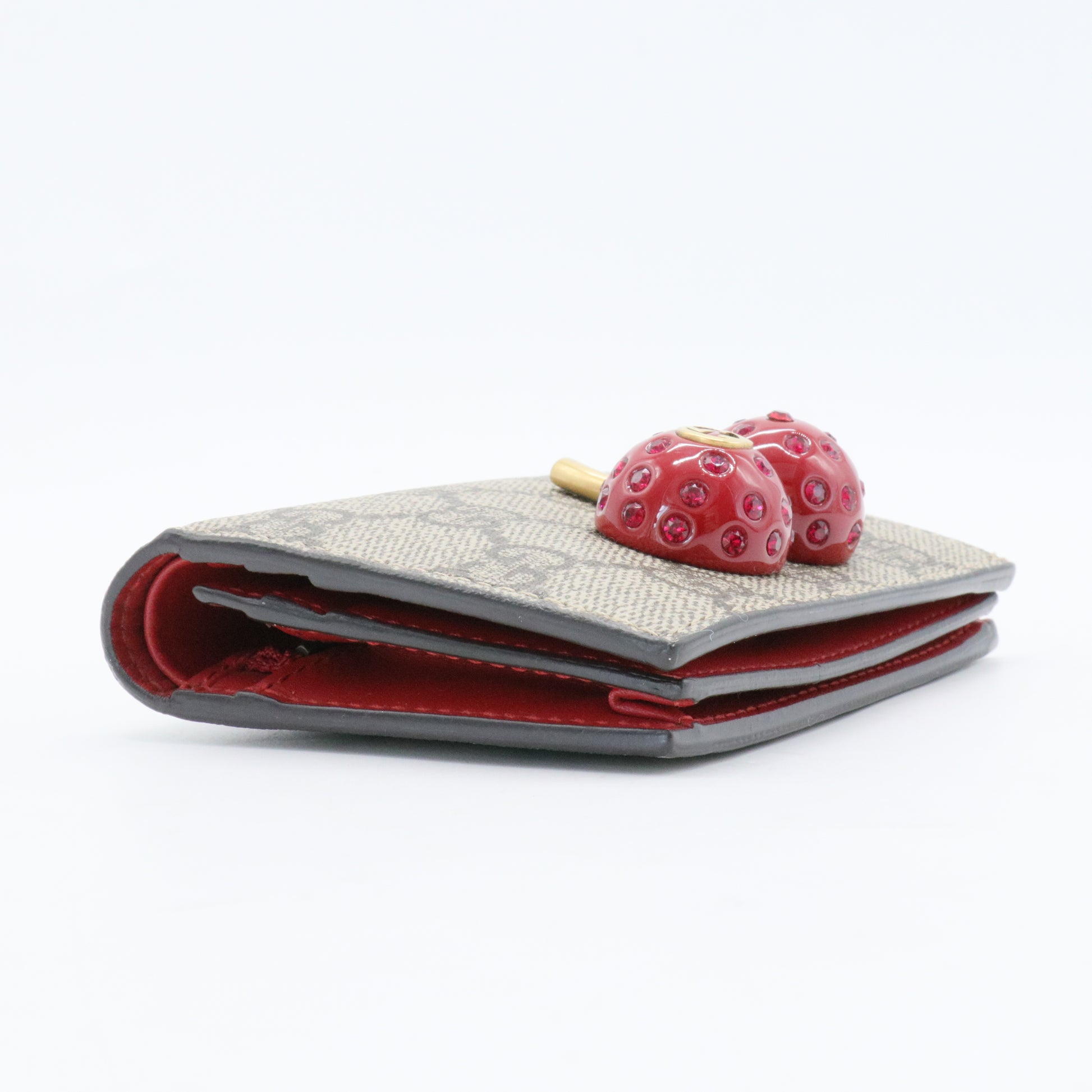 Cherries French Wallet GG Coated Canvas Compact