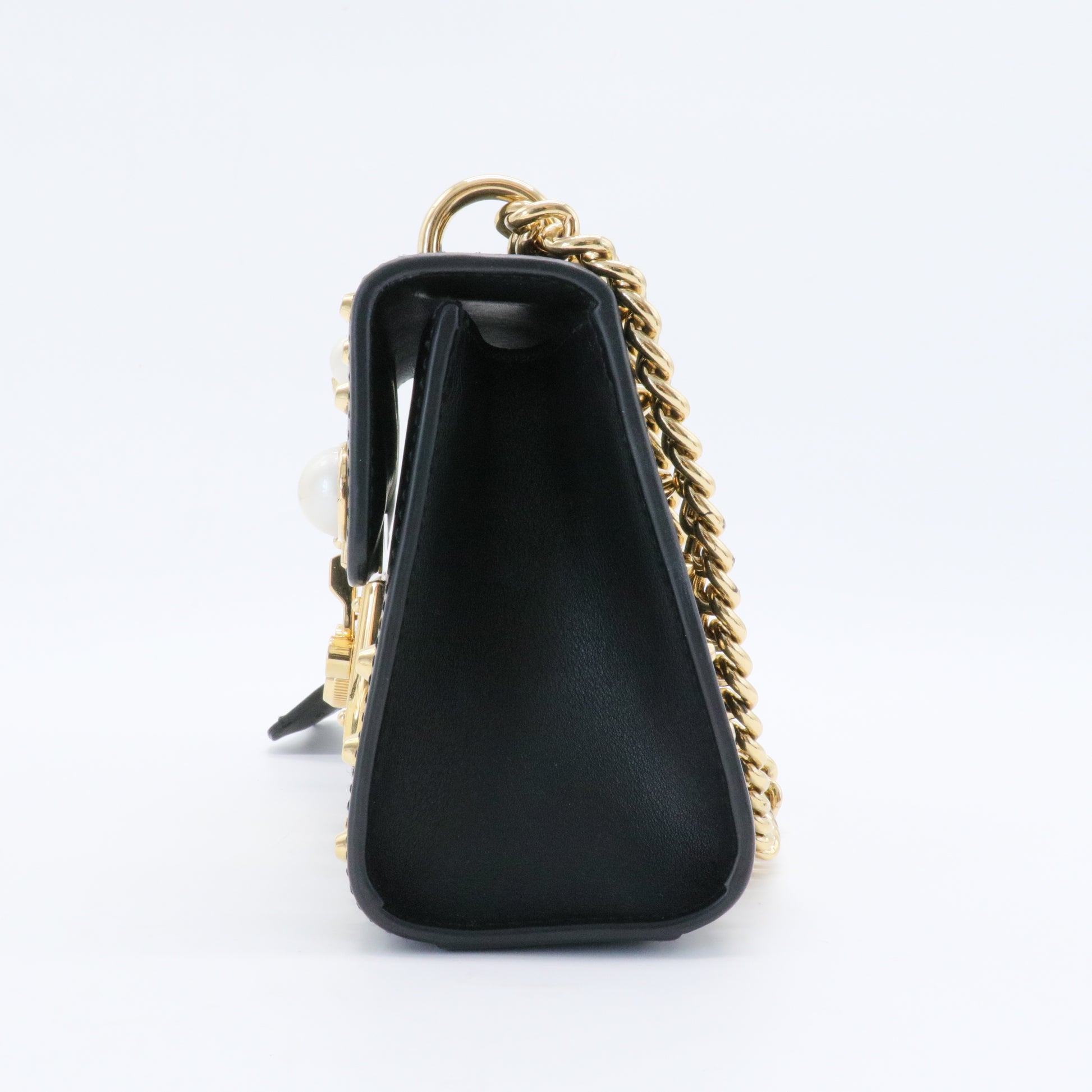 Pearly Padlock Shoulder Bag Studded Leather Small