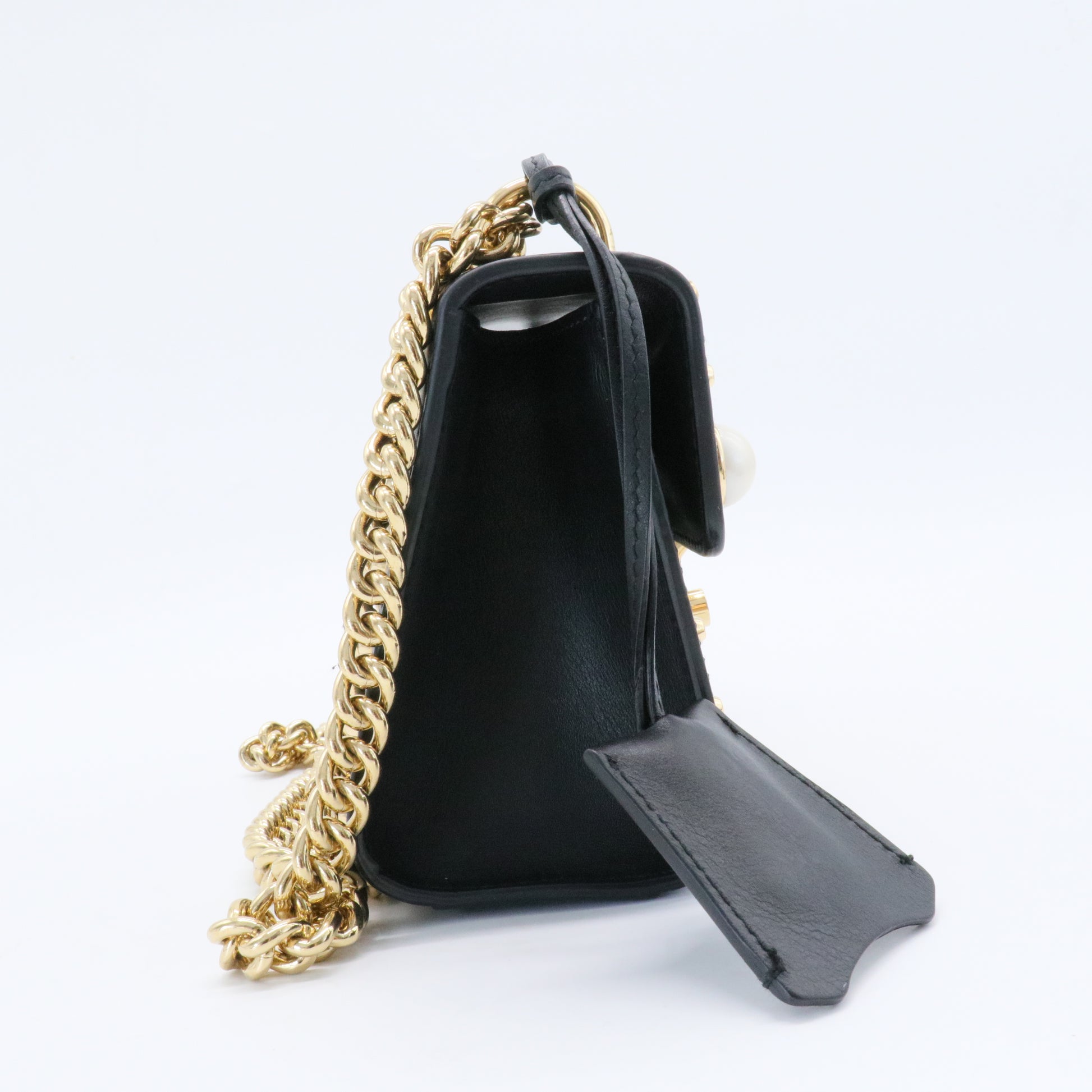 Pearly Padlock Shoulder Bag Studded Leather Small