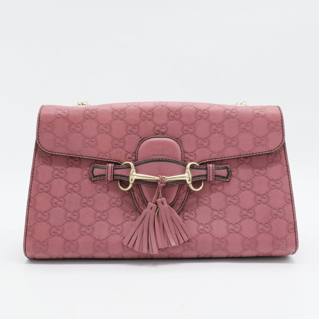 Emily Chain Flap Shoulder Bag Guccissima Leather Large